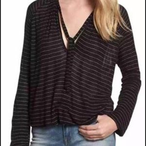 Lucky brand black striped long sleeve XS